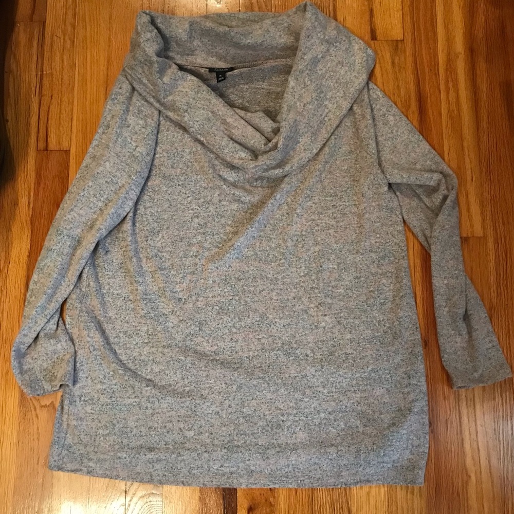 Ana portrait collar tunic, marled weave pink and grey